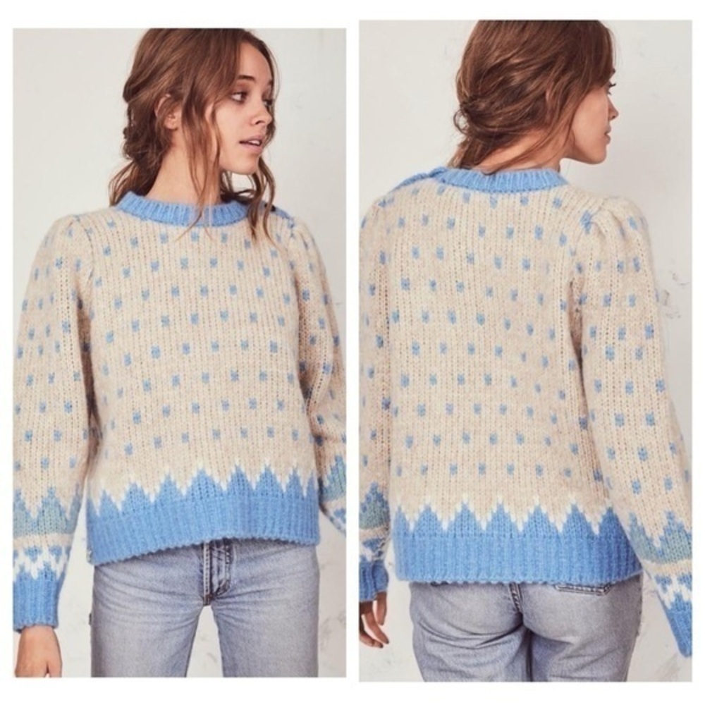 LoveShackFancy Alpaca blend Fair Isle Rosie sweater NWT - Picture 1 of 12